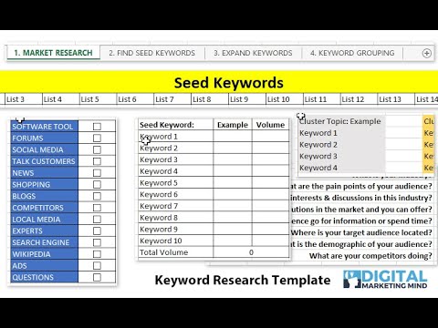 Free SEO Keyword Research Excel Spreadsheet Template Sheet Download